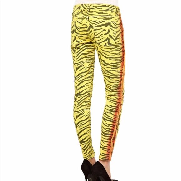 Current/Elliott Yellow Zebra Print Skinny Leg Jeans New With Tag Size 27 - Picture 14 of 15